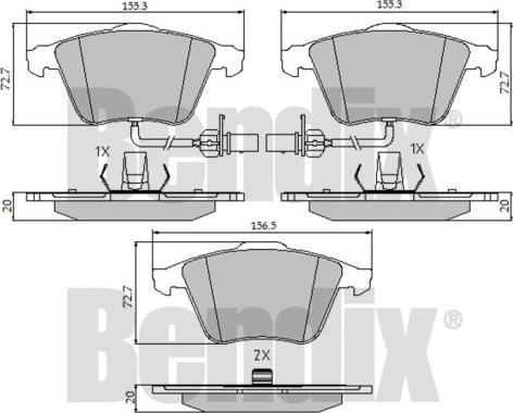 BENDIX 510504 - Тормозные колодки, дисковые, комплект autospares.lv