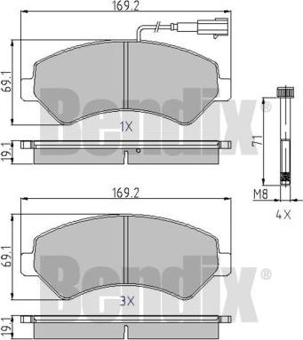 BENDIX 510516 - Тормозные колодки, дисковые, комплект autospares.lv