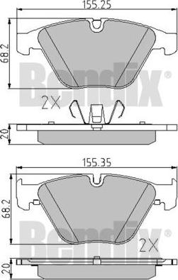 BENDIX 510587 - Тормозные колодки, дисковые, комплект autospares.lv