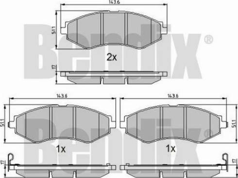 BENDIX 510523 - Тормозные колодки, дисковые, комплект autospares.lv