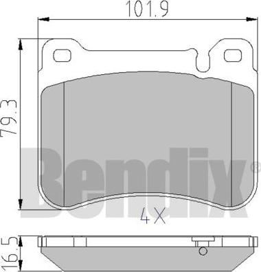 BENDIX 510574 - Тормозные колодки, дисковые, комплект autospares.lv