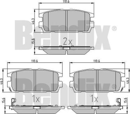 BENDIX 510571 - Тормозные колодки, дисковые, комплект autospares.lv