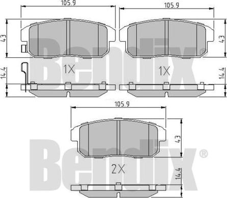 BENDIX 510652 - Тормозные колодки, дисковые, комплект autospares.lv