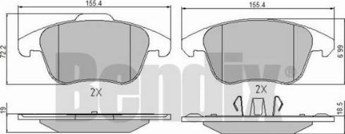 BENDIX 510609 - Тормозные колодки, дисковые, комплект autospares.lv