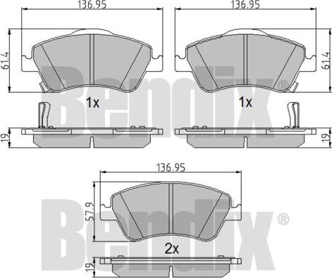 BENDIX 510606 - Тормозные колодки, дисковые, комплект autospares.lv