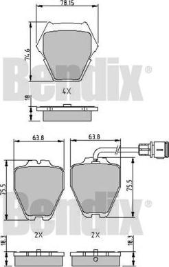 BENDIX 510613 - Тормозные колодки, дисковые, комплект autospares.lv
