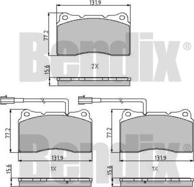 BENDIX 510637 - Тормозные колодки, дисковые, комплект autospares.lv