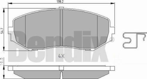 BENDIX 510624 - Тормозные колодки, дисковые, комплект autospares.lv