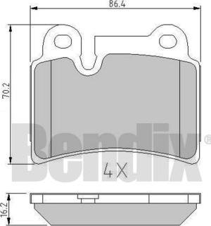 BENDIX 510672 - Тормозные колодки, дисковые, комплект autospares.lv