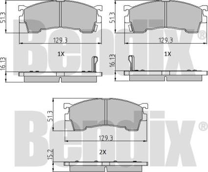 BENDIX 510093 - Тормозные колодки, дисковые, комплект autospares.lv