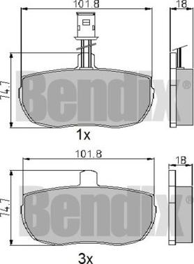 BENDIX 510044 - Тормозные колодки, дисковые, комплект autospares.lv