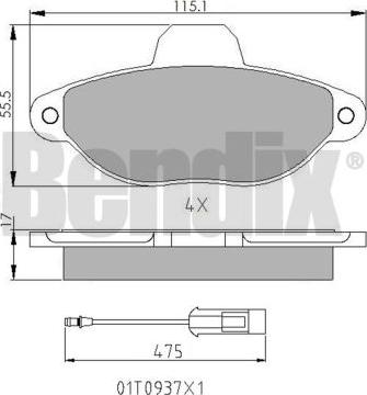 BENDIX 510197 - Тормозные колодки, дисковые, комплект autospares.lv