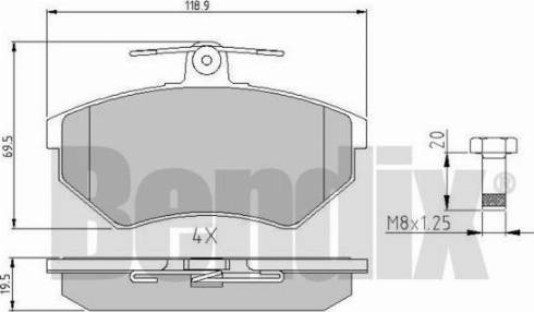 BENDIX 510159 - Тормозные колодки, дисковые, комплект autospares.lv