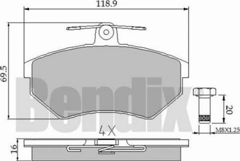 BENDIX 510158 - Тормозные колодки, дисковые, комплект autospares.lv