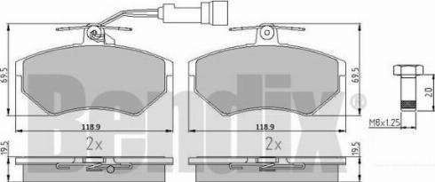 BENDIX 510160 - Тормозные колодки, дисковые, комплект autospares.lv