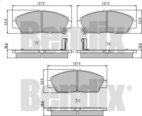 BENDIX 510162 - Тормозные колодки, дисковые, комплект autospares.lv