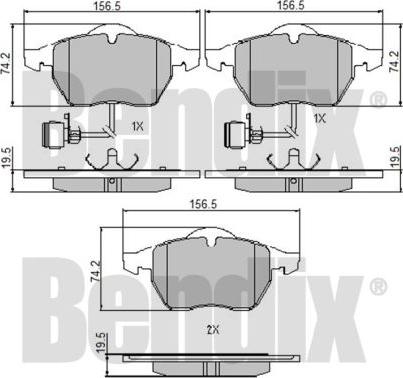 BENDIX 510174 - Тормозные колодки, дисковые, комплект autospares.lv