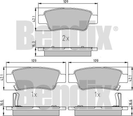 BENDIX 510855 - Тормозные колодки, дисковые, комплект autospares.lv