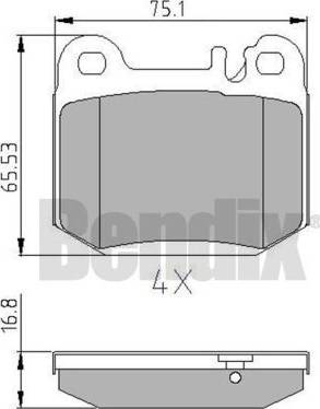 BENDIX 510805 - Тормозные колодки, дисковые, комплект autospares.lv