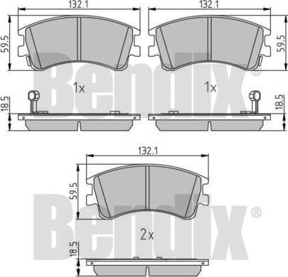 BENDIX 510818 - Тормозные колодки, дисковые, комплект autospares.lv