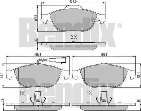 BENDIX 510831 - Тормозные колодки, дисковые, комплект autospares.lv