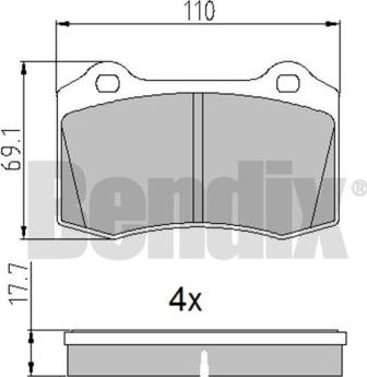 BENDIX 510833 - Тормозные колодки, дисковые, комплект autospares.lv