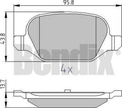 BENDIX 510832 - Тормозные колодки, дисковые, комплект autospares.lv