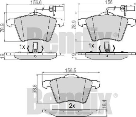 BENDIX 510398 - Тормозные колодки, дисковые, комплект autospares.lv