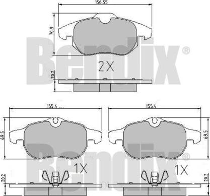 BENDIX 510393 - Тормозные колодки, дисковые, комплект autospares.lv