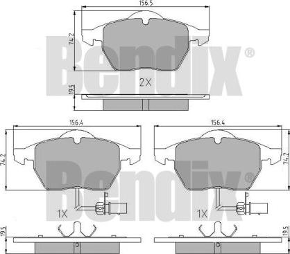 BENDIX 510343 - Тормозные колодки, дисковые, комплект autospares.lv