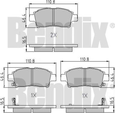 BENDIX 510358 - Тормозные колодки, дисковые, комплект autospares.lv