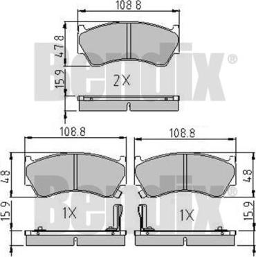 BENDIX 510301 - Тормозные колодки, дисковые, комплект autospares.lv