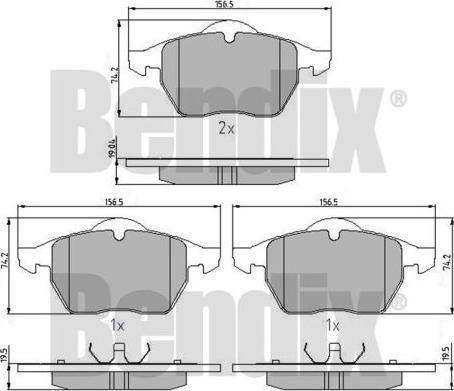 BENDIX 510263 - Тормозные колодки, дисковые, комплект autospares.lv
