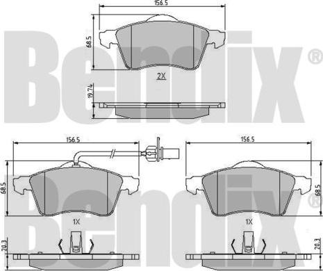 BENDIX 510208 - Тормозные колодки, дисковые, комплект autospares.lv