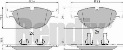 BENDIX 510791 - Тормозные колодки, дисковые, комплект autospares.lv