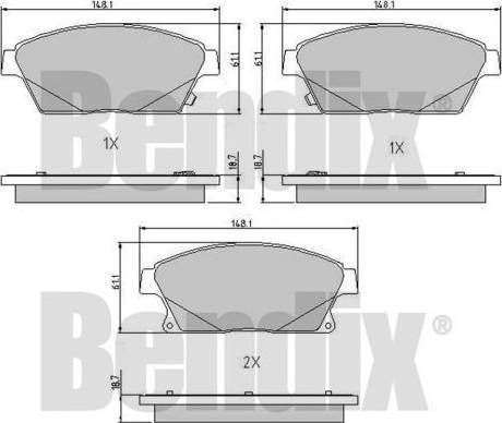 BENDIX 510760 - Тормозные колодки, дисковые, комплект autospares.lv