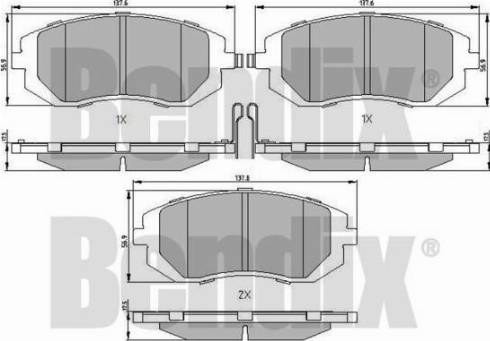 BENDIX 510707 - Тормозные колодки, дисковые, комплект autospares.lv