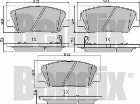 BENDIX 510788 - Тормозные колодки, дисковые, комплект autospares.lv