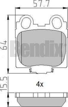 BENDIX 510733 - Тормозные колодки, дисковые, комплект autospares.lv