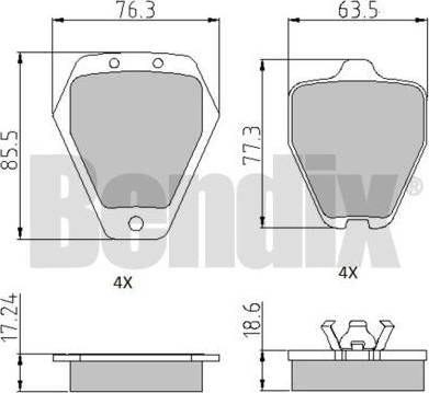 BENDIX 510726 - Тормозные колодки, дисковые, комплект autospares.lv