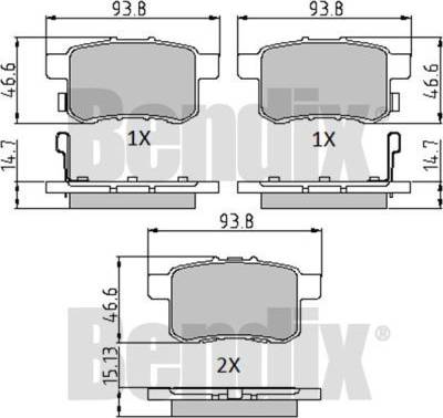 BENDIX 510728 - Тормозные колодки, дисковые, комплект autospares.lv