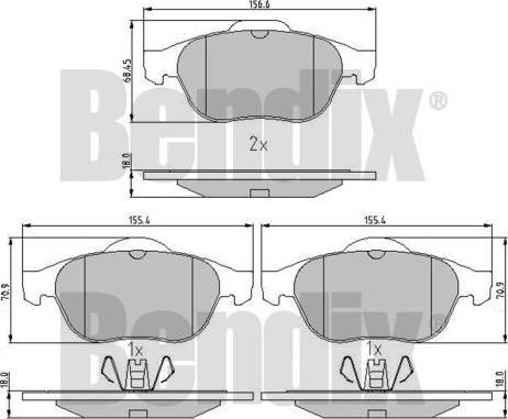 BENDIX 510770 - Тормозные колодки, дисковые, комплект autospares.lv