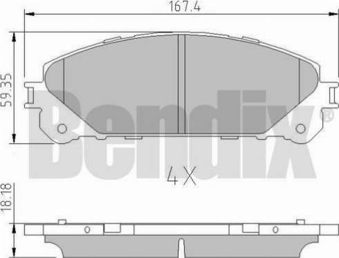 BENDIX 511155 - Тормозные колодки, дисковые, комплект autospares.lv