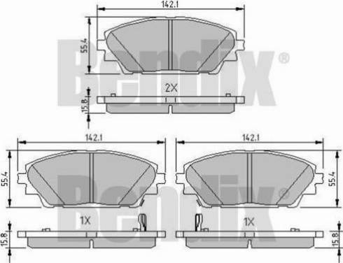 BENDIX 511166 - Тормозные колодки, дисковые, комплект autospares.lv