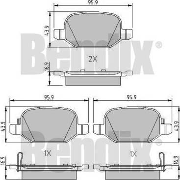 BENDIX 511117 - Тормозные колодки, дисковые, комплект autospares.lv