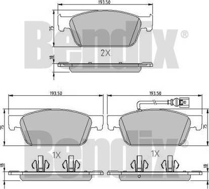 BENDIX 511133 - Тормозные колодки, дисковые, комплект autospares.lv