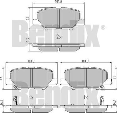 BENDIX 511121 - Тормозные колодки, дисковые, комплект autospares.lv