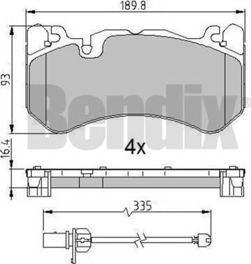 BENDIX 511341 - Тормозные колодки, дисковые, комплект autospares.lv