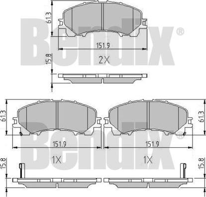 BENDIX 511261 - Тормозные колодки, дисковые, комплект autospares.lv