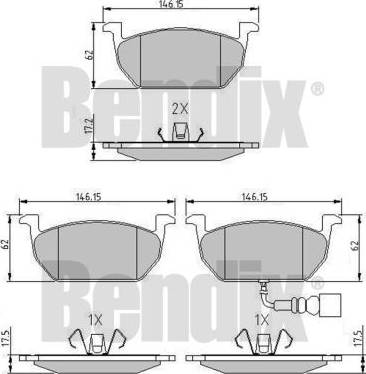 BENDIX 511201 - Тормозные колодки, дисковые, комплект autospares.lv